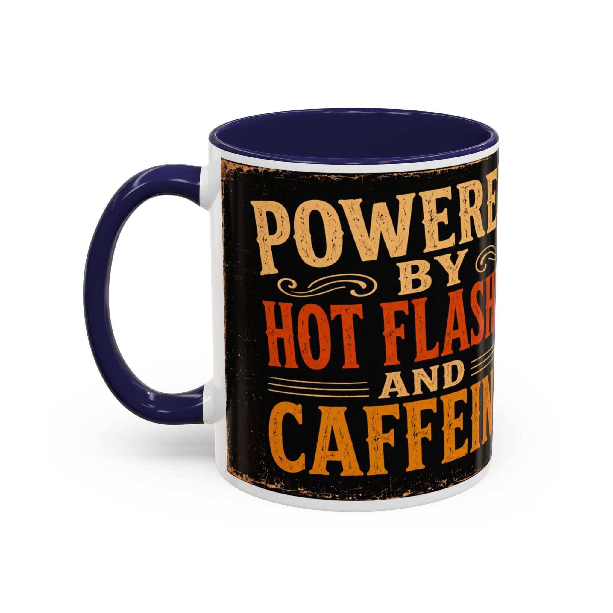 Powered By Hot Flashes and Caffeine Mug | Funny Menopause Coffee Mug | Vintage Retro Gift for Women