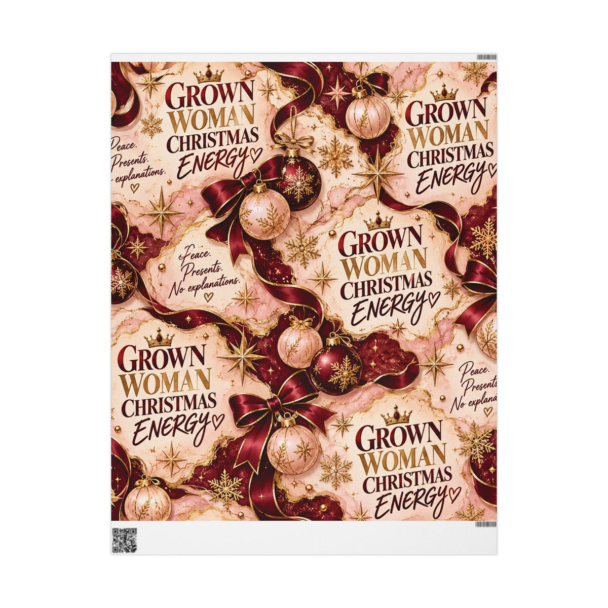 Grown Woman Christmas Energy Luxury Wrapping Paper | HustleAndGlow