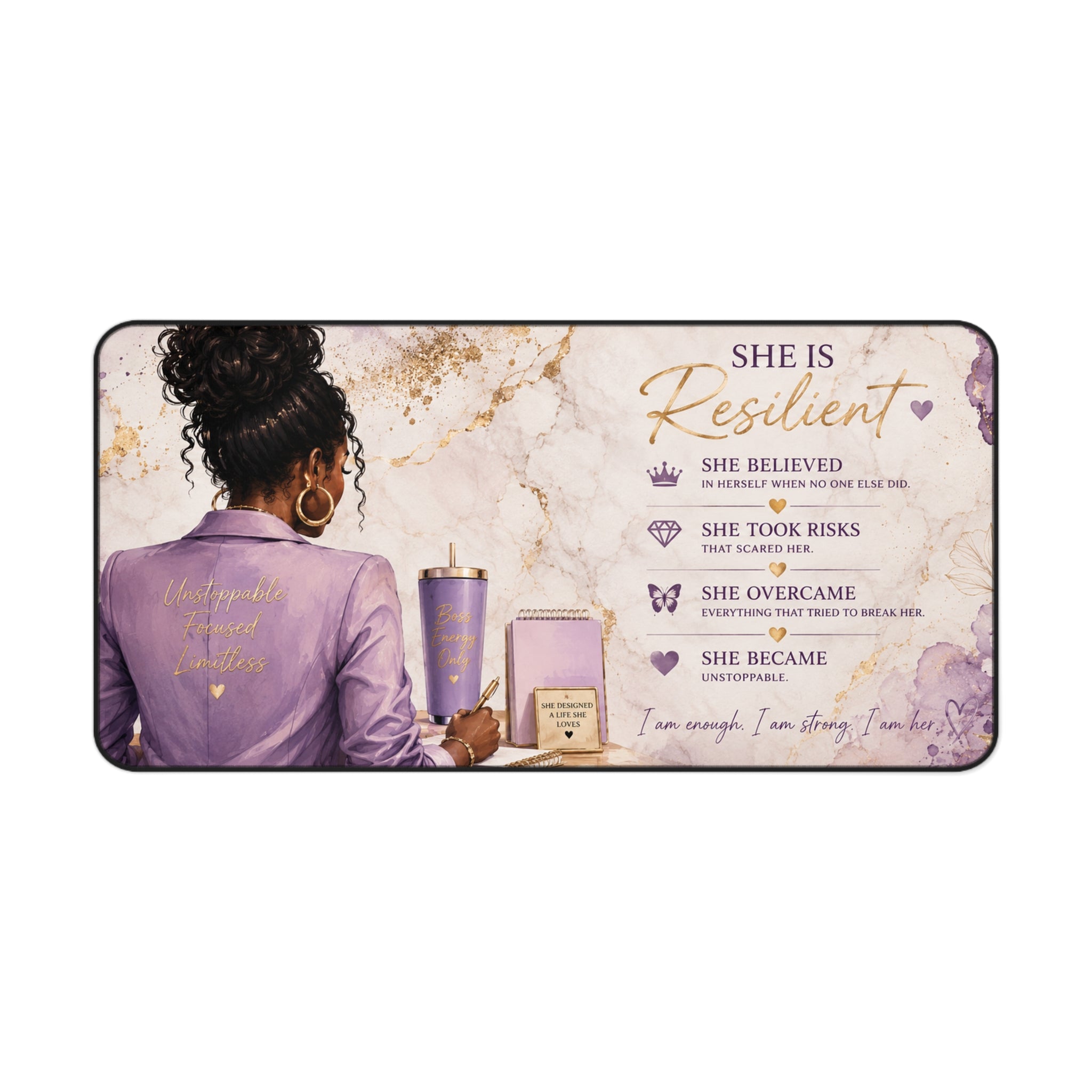 She Became Her Own Inspiration™ Desk Mat