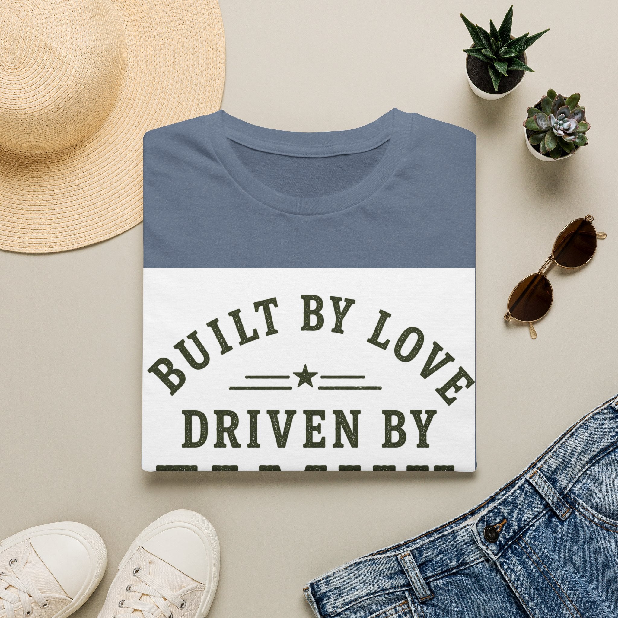 Built By Love Driven By Family T-Shirt — Best Dad Ever Graphic Tee