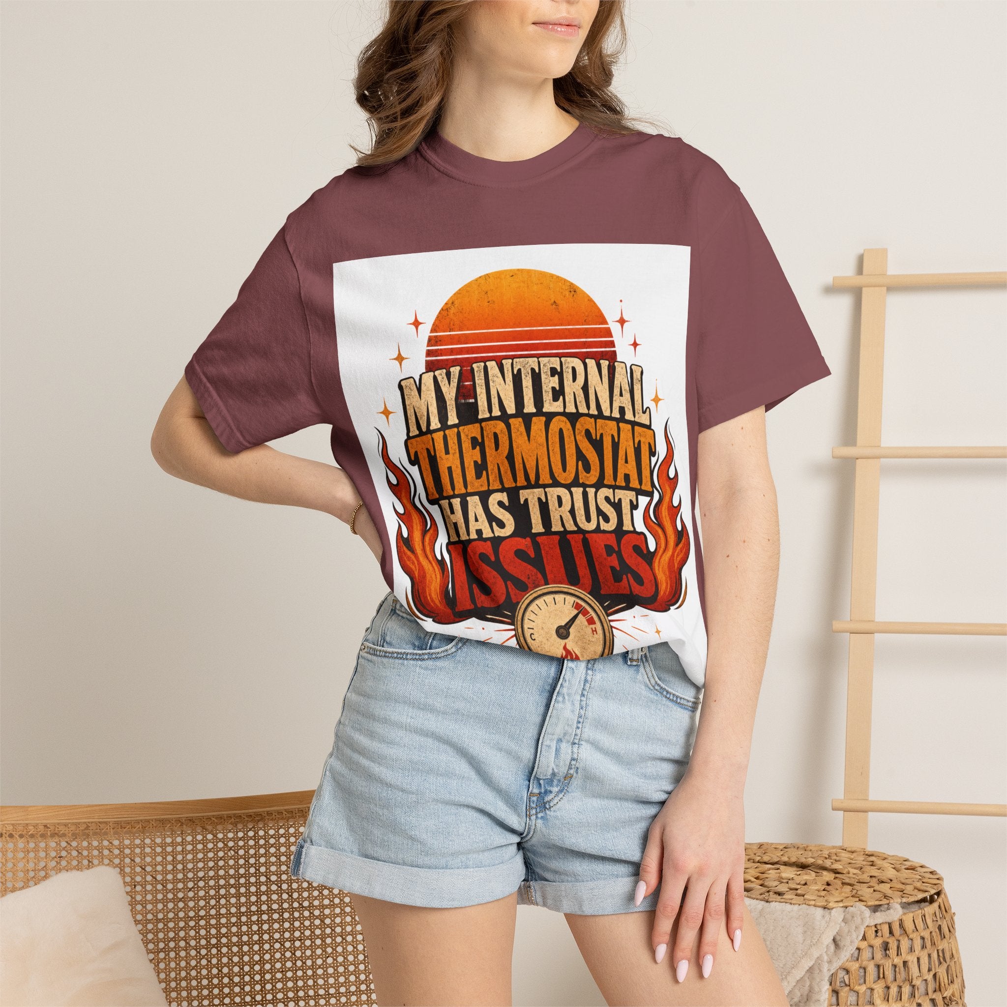 My Internal Thermostat Has Trust Issues Shirt | Funny Menopause Humor Tee | Hot Flash Gift