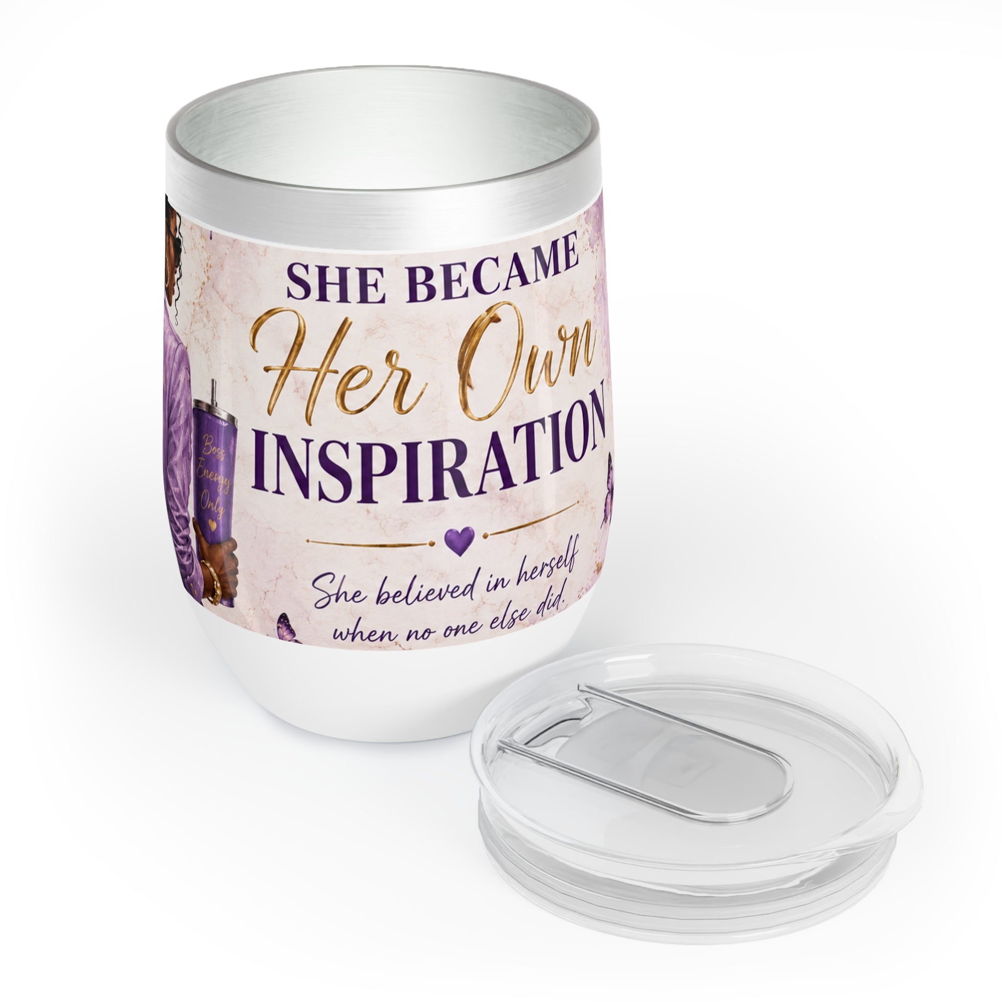 She Became Her Own Inspiration™ 12 oz Wine Tumbler