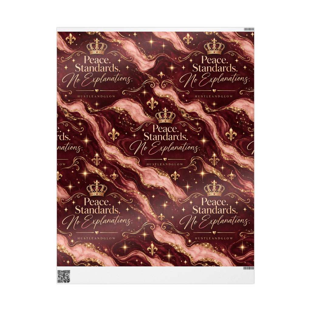 Hustle & Glow Luxury Wrapping Paper – Peace. Standards. No Explanations.