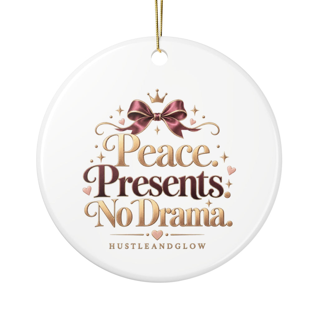 Grown Woman Christmas Energy Ceramic Ornament | HustleAndGlow