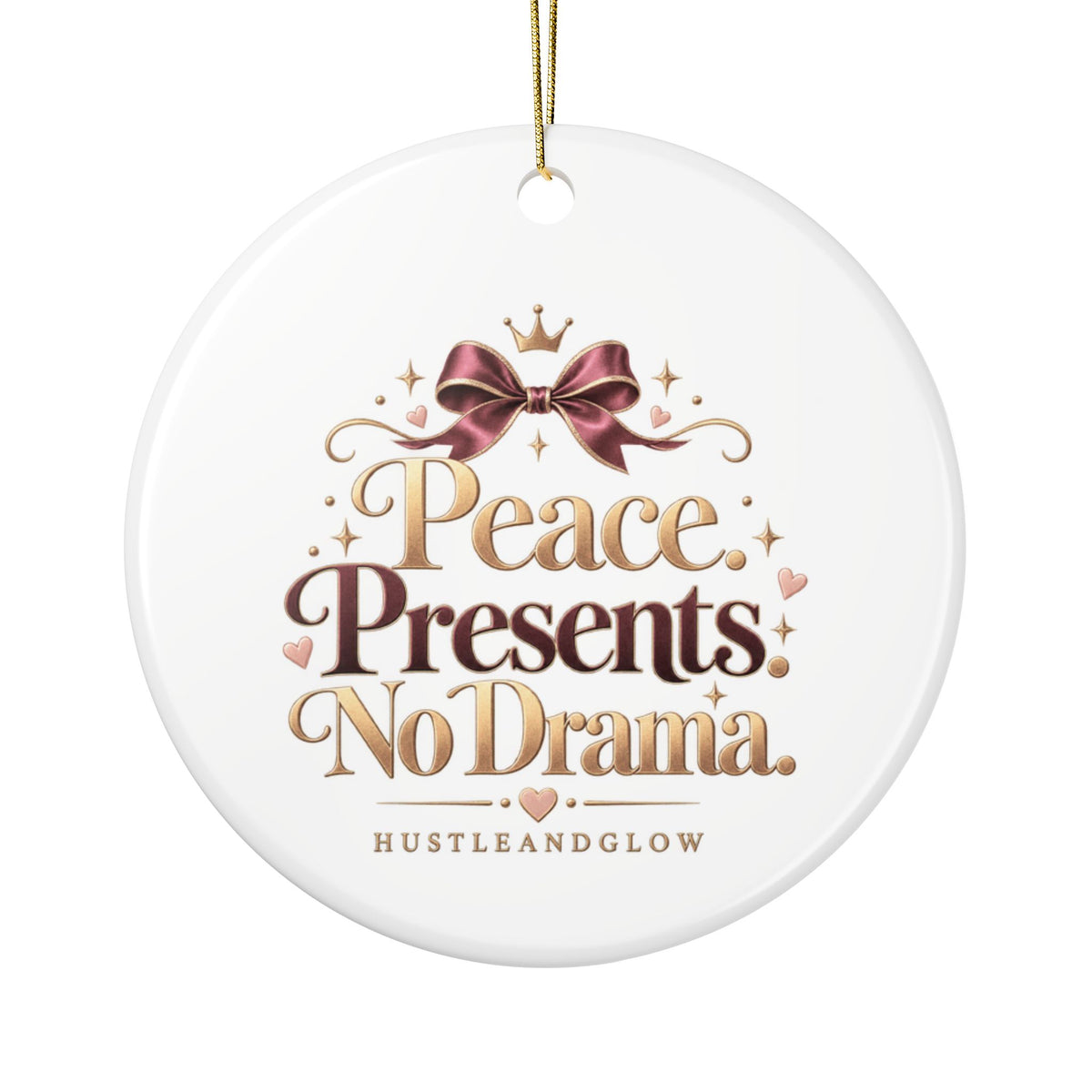 Grown Woman Christmas Energy Ceramic Ornament | HustleAndGlow