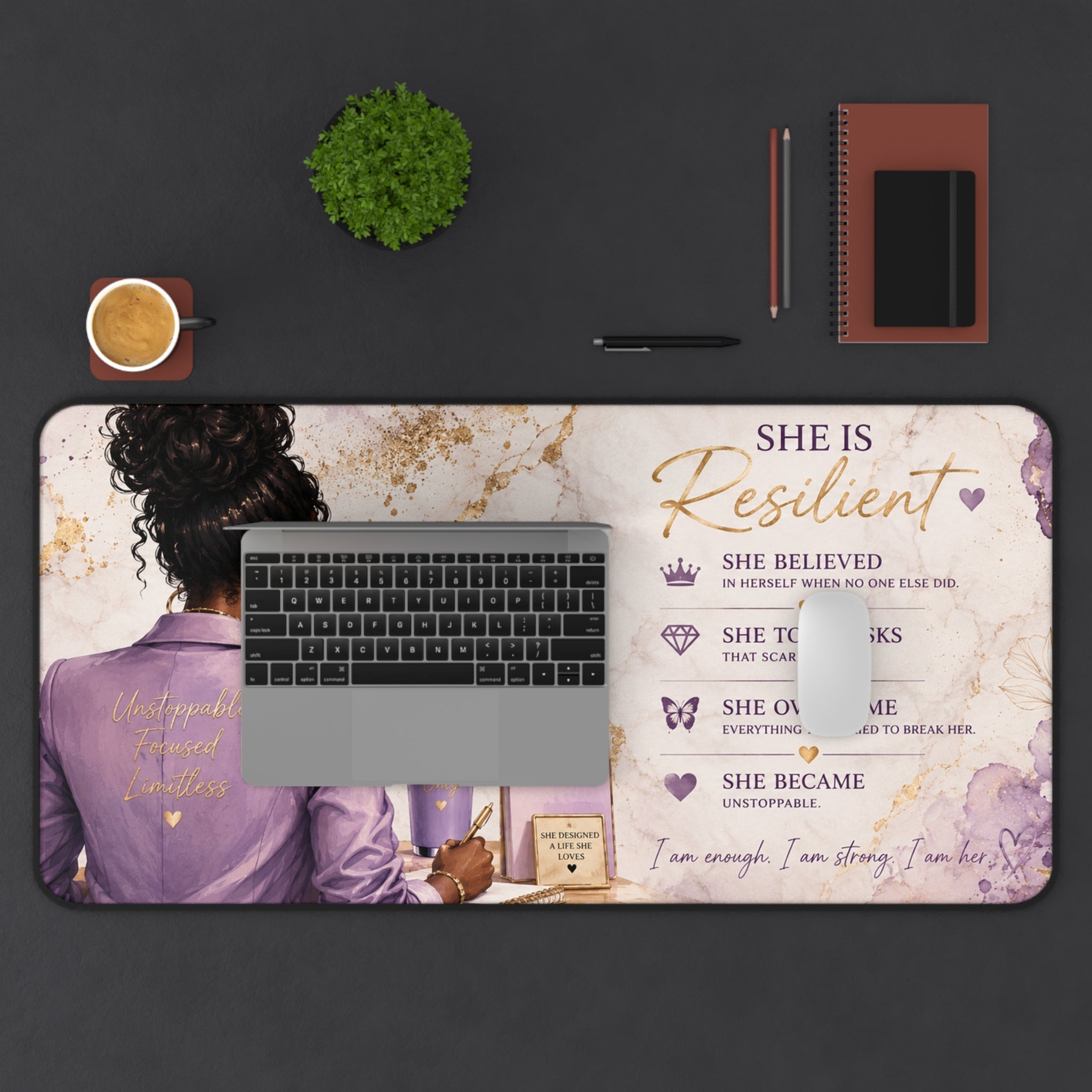 She Became Her Own Inspiration™ Desk Mat