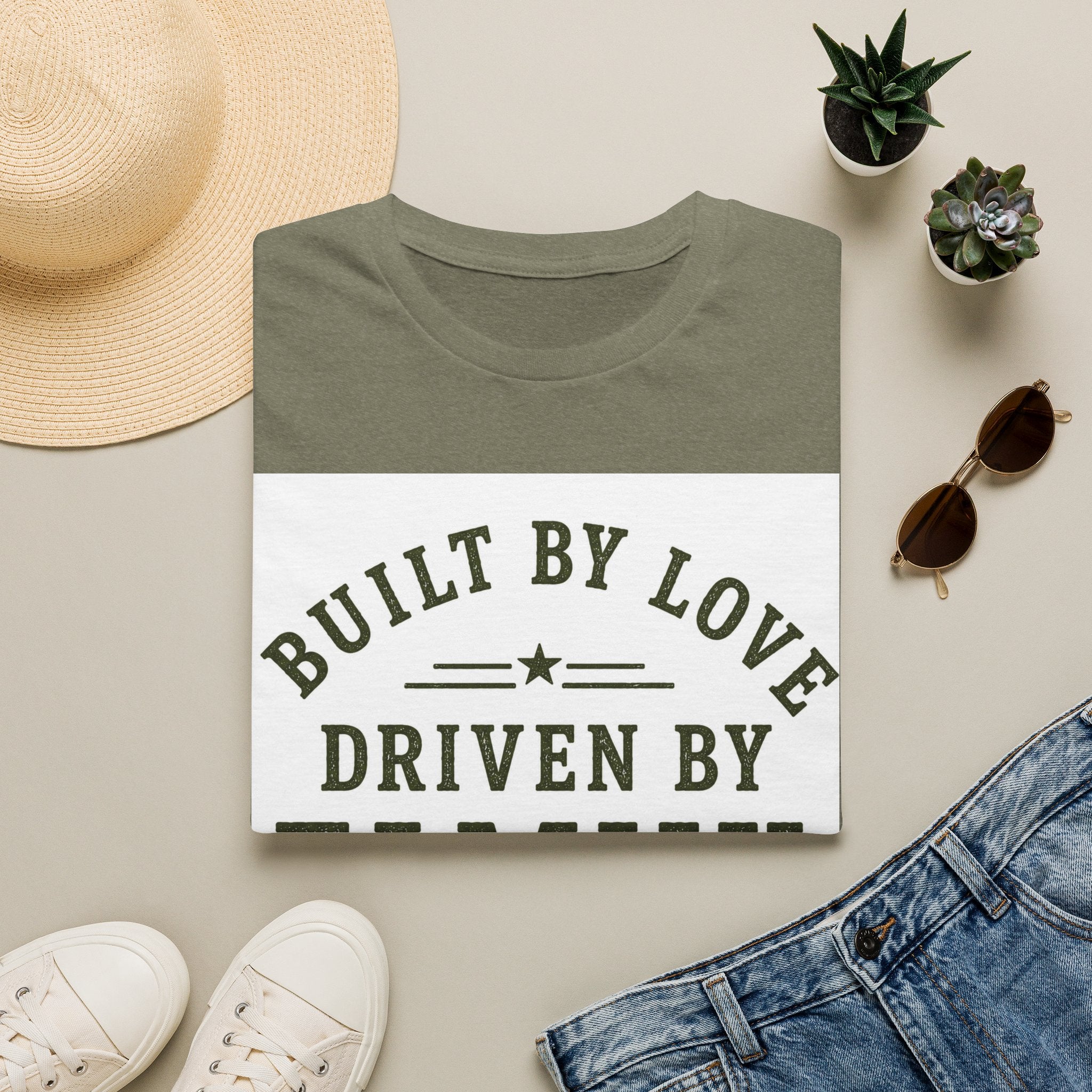 Built By Love Driven By Family T-Shirt — Best Dad Ever Graphic Tee