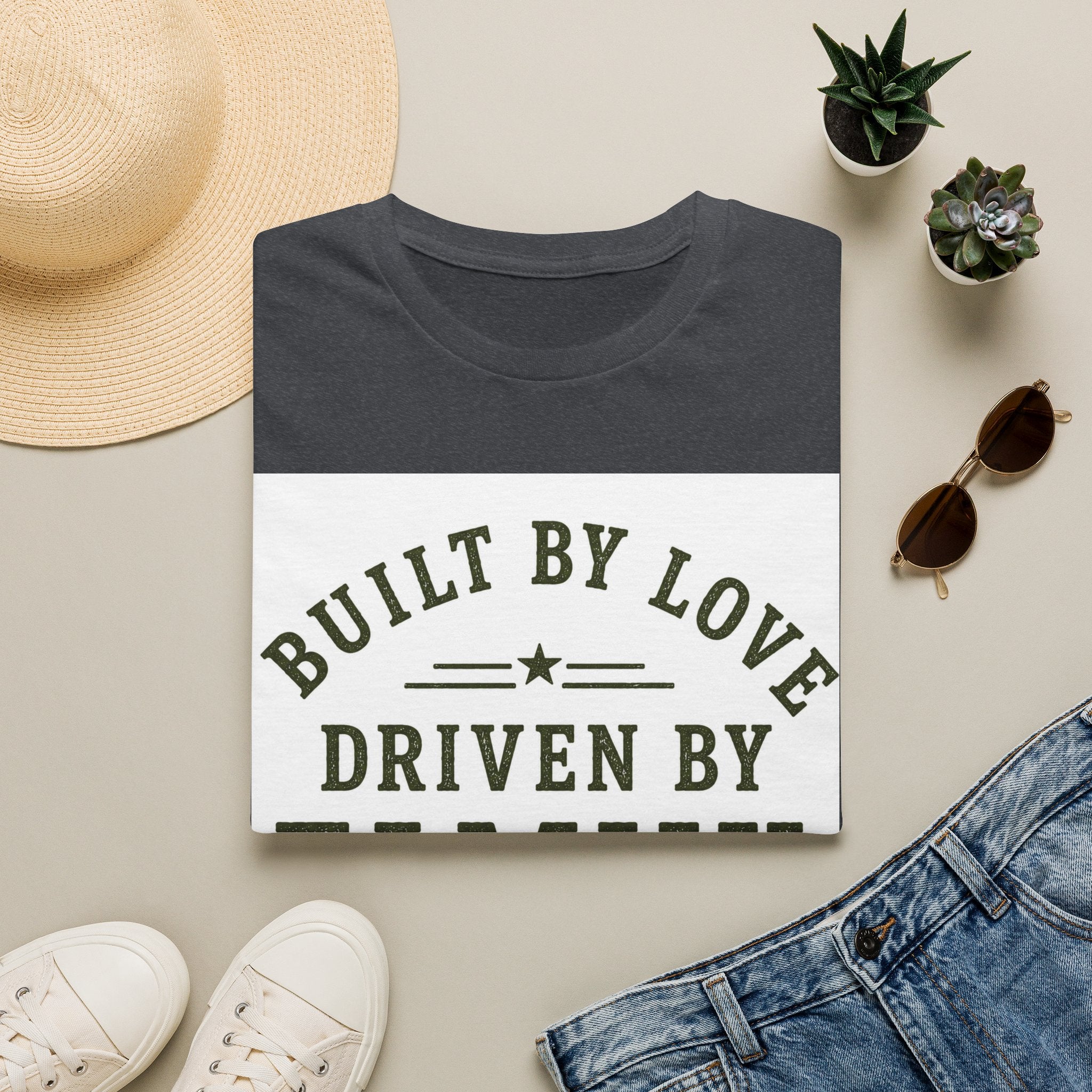 Built By Love Driven By Family T-Shirt — Best Dad Ever Graphic Tee