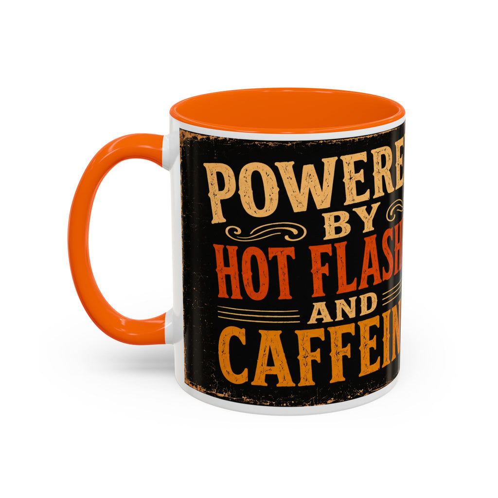 Powered By Hot Flashes and Caffeine Mug | Funny Menopause Coffee Mug | Vintage Retro Gift for Women