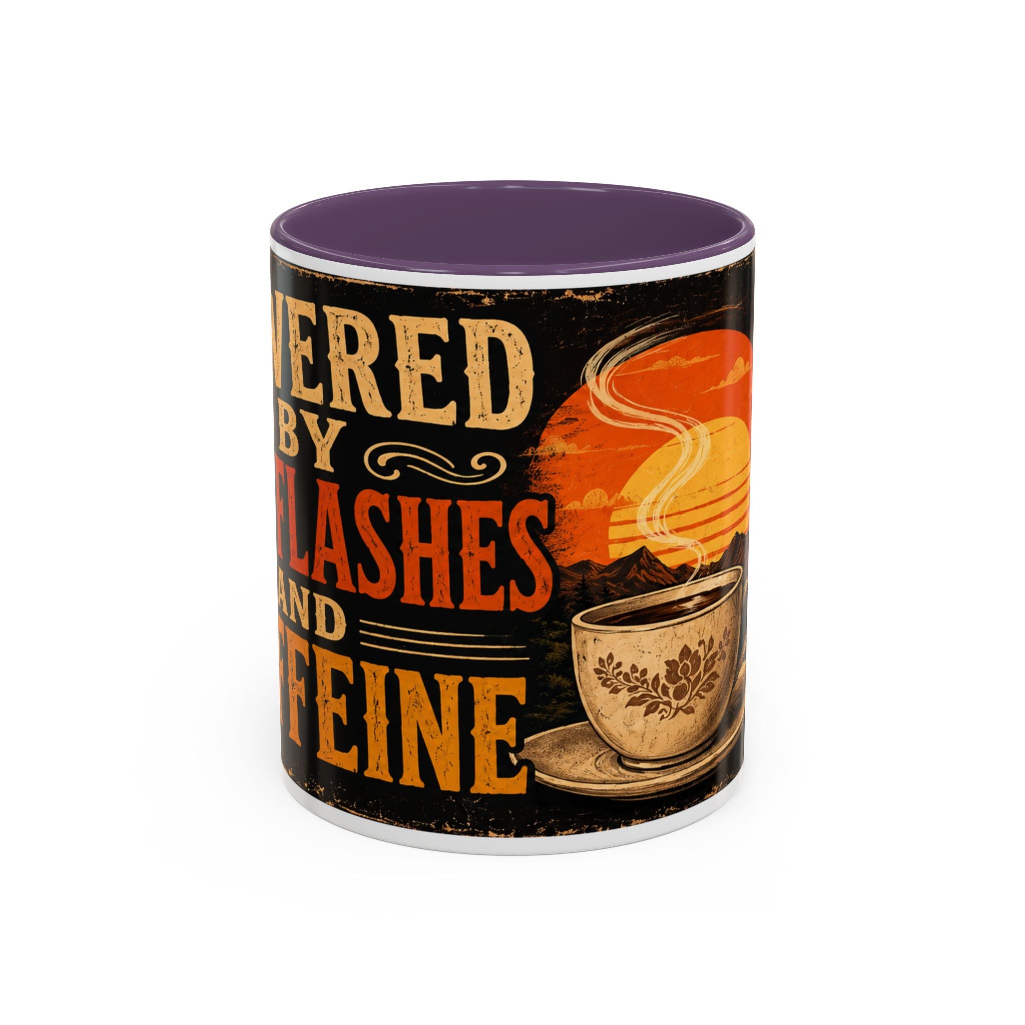 Powered By Hot Flashes and Caffeine Mug | Funny Menopause Coffee Mug | Vintage Retro Gift for Women