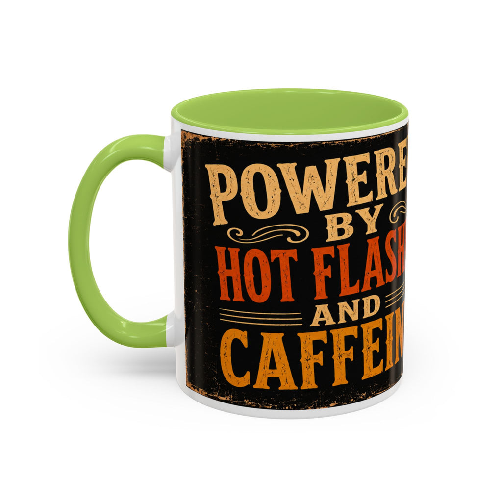 Powered By Hot Flashes and Caffeine Mug | Funny Menopause Coffee Mug | Vintage Retro Gift for Women