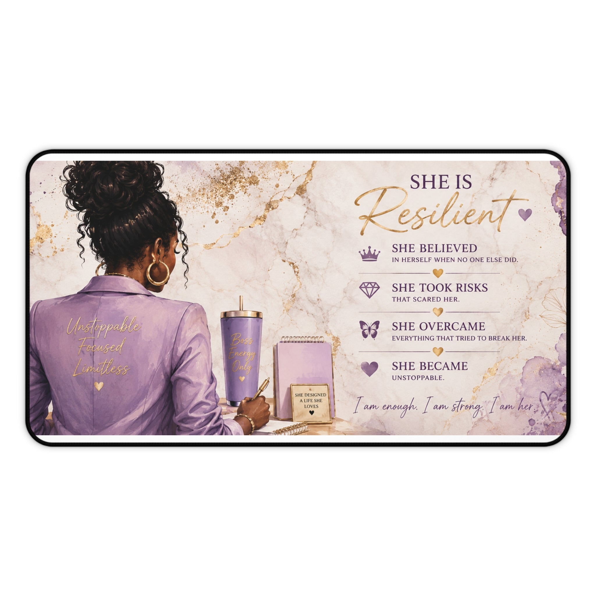 She Became Her Own Inspiration™ Desk Mat