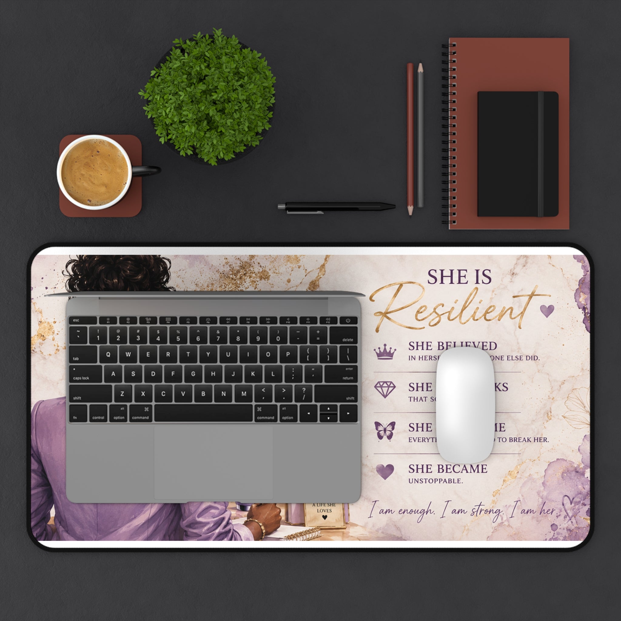 She Became Her Own Inspiration™ Desk Mat