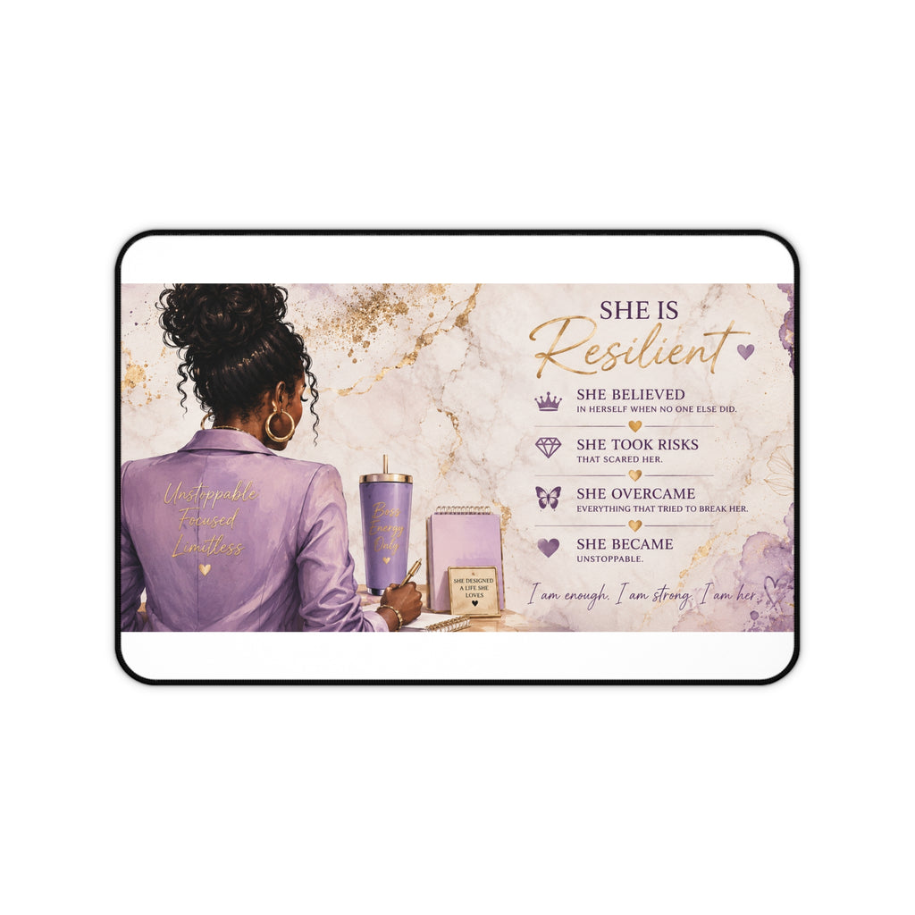 She Became Her Own Inspiration™ Desk Mat