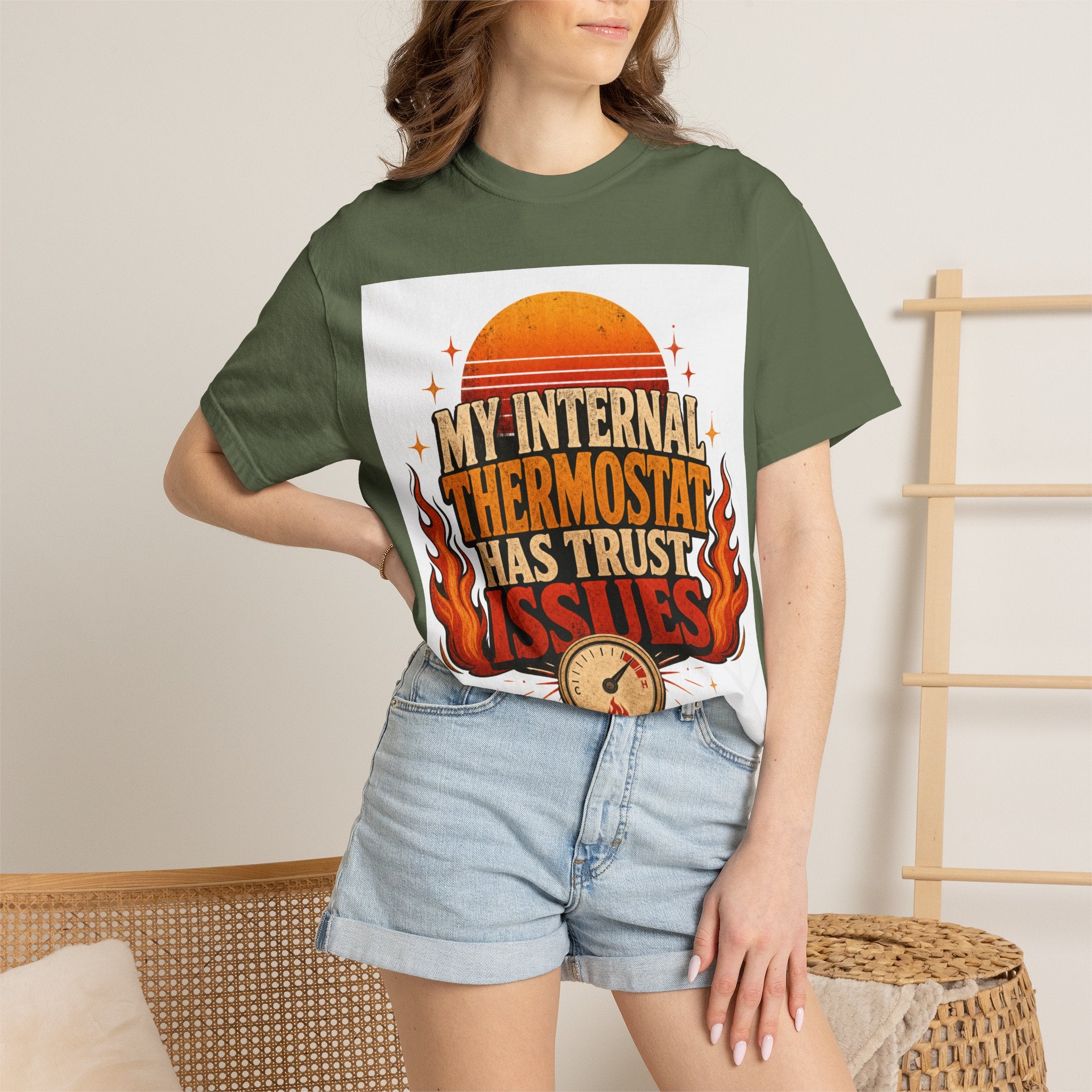 My Internal Thermostat Has Trust Issues Shirt | Funny Menopause Humor Tee | Hot Flash Gift