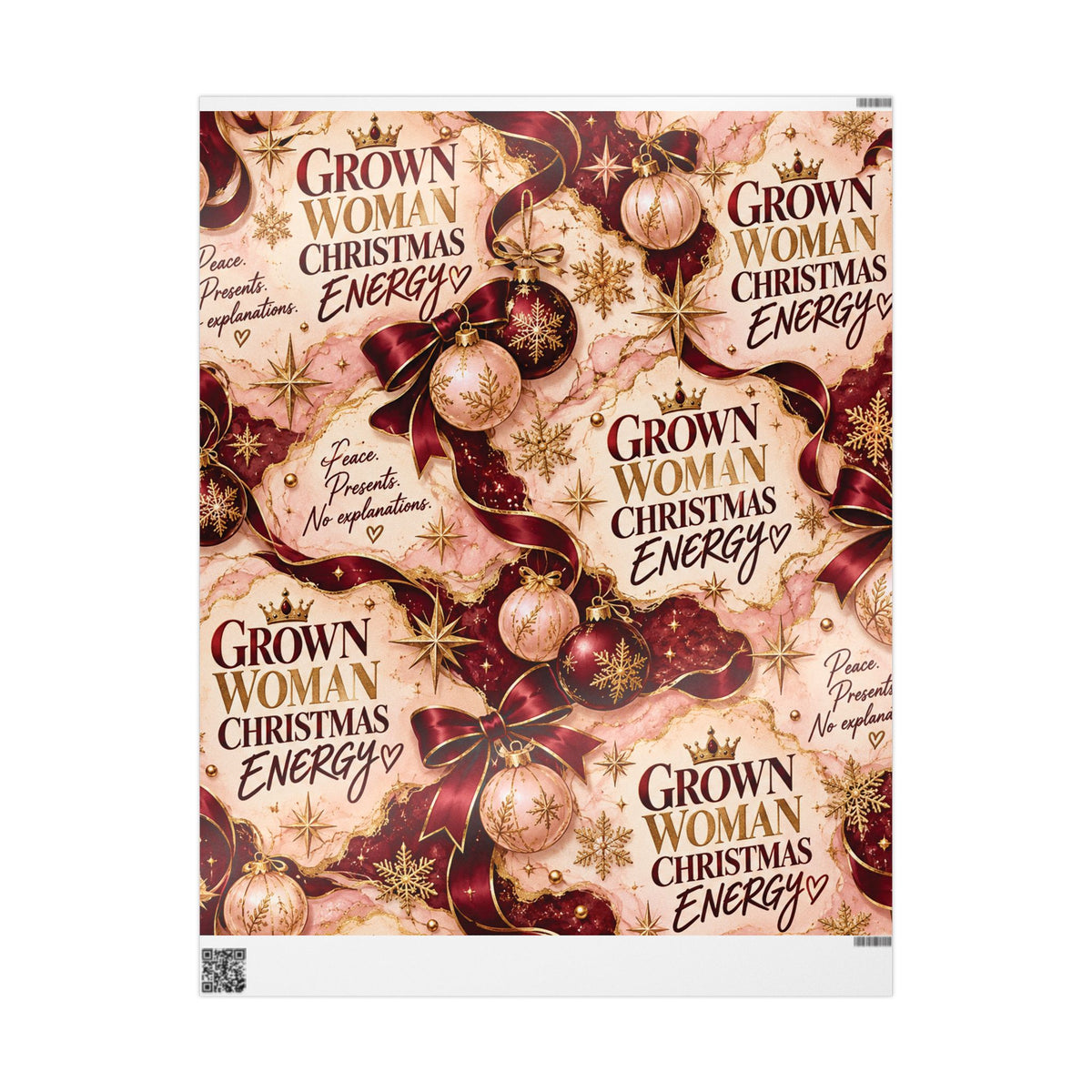 Grown Woman Christmas Energy Luxury Wrapping Paper | HustleAndGlow