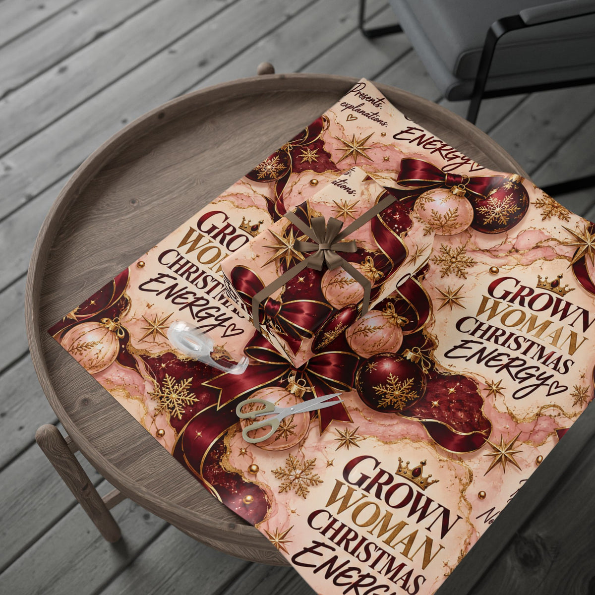 Grown Woman Christmas Energy Luxury Wrapping Paper | HustleAndGlow