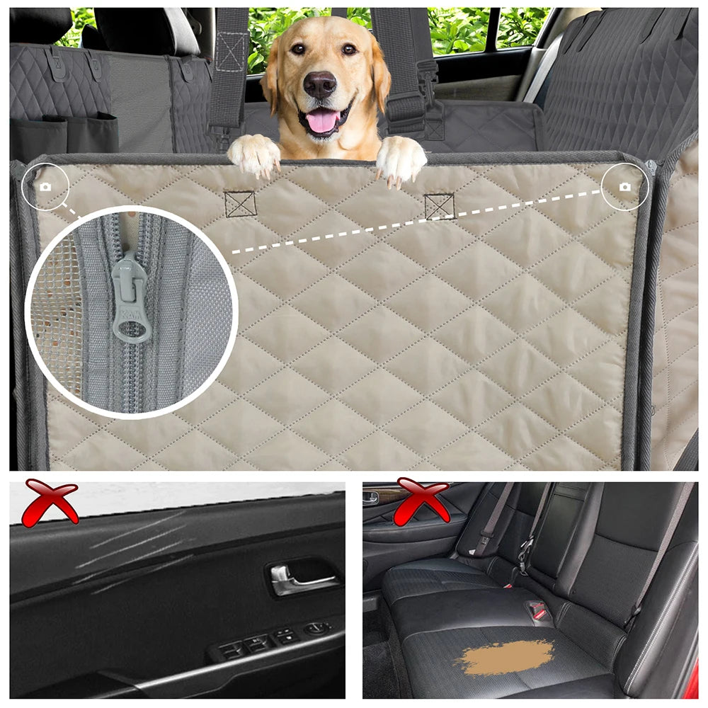 Waterproof Dog Car Seat Cover & Travel Hammock – Heavy Duty Back Seat Protector