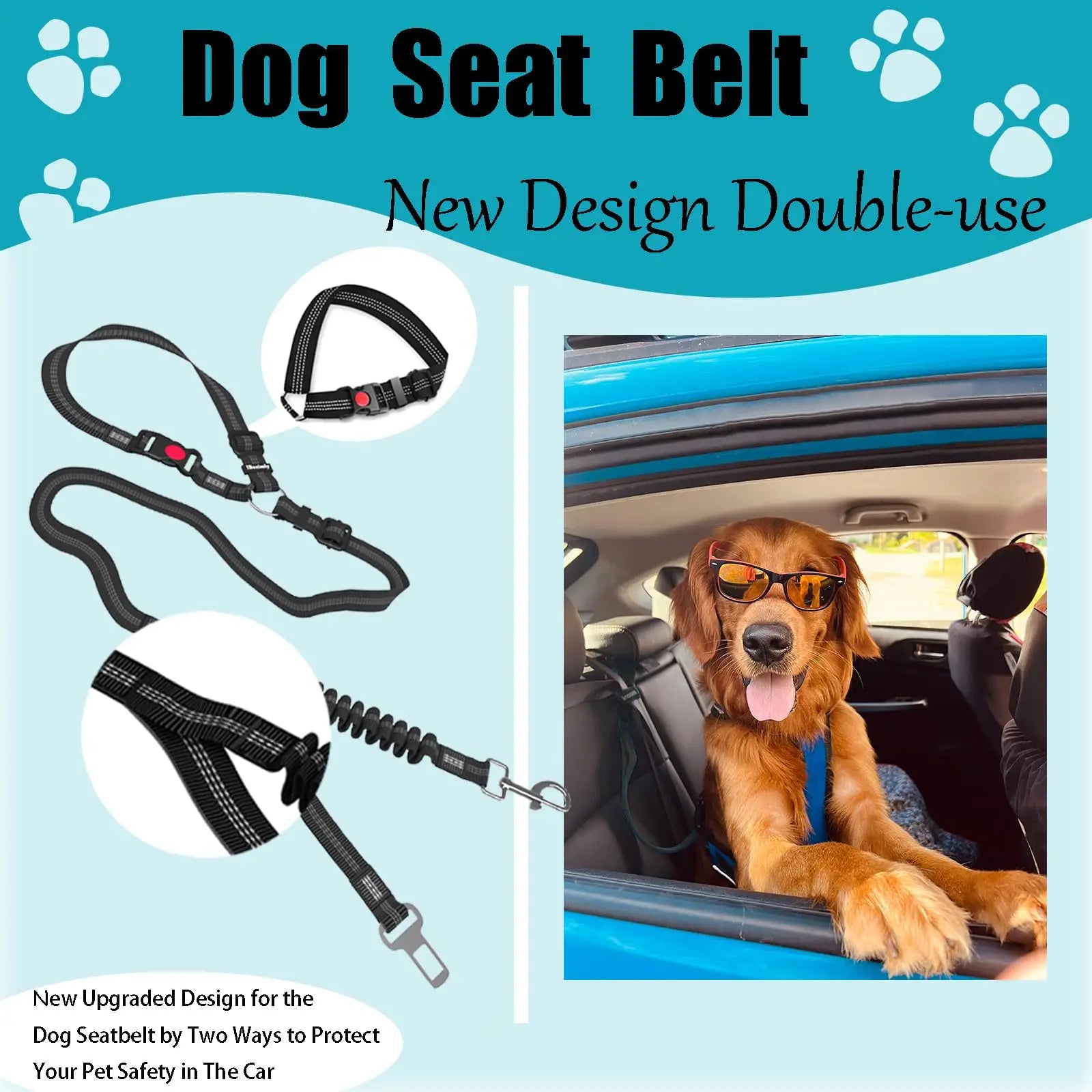 Heavy Duty Adjustable Dog Car Seat Belt | Large Dog Travel Restraint